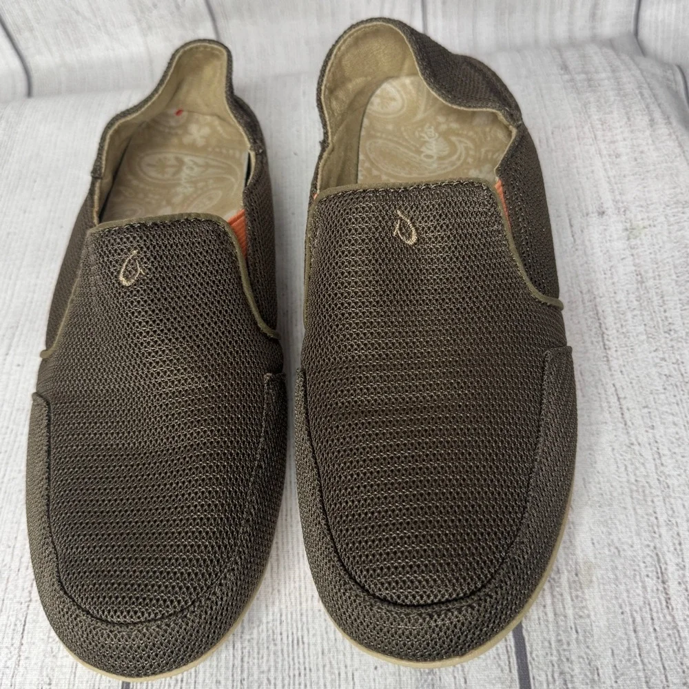 Olukai Flats‎ Women's 6.5 Waialua Mesh Slip-On Brown Beach Casual Shoes Vacation
